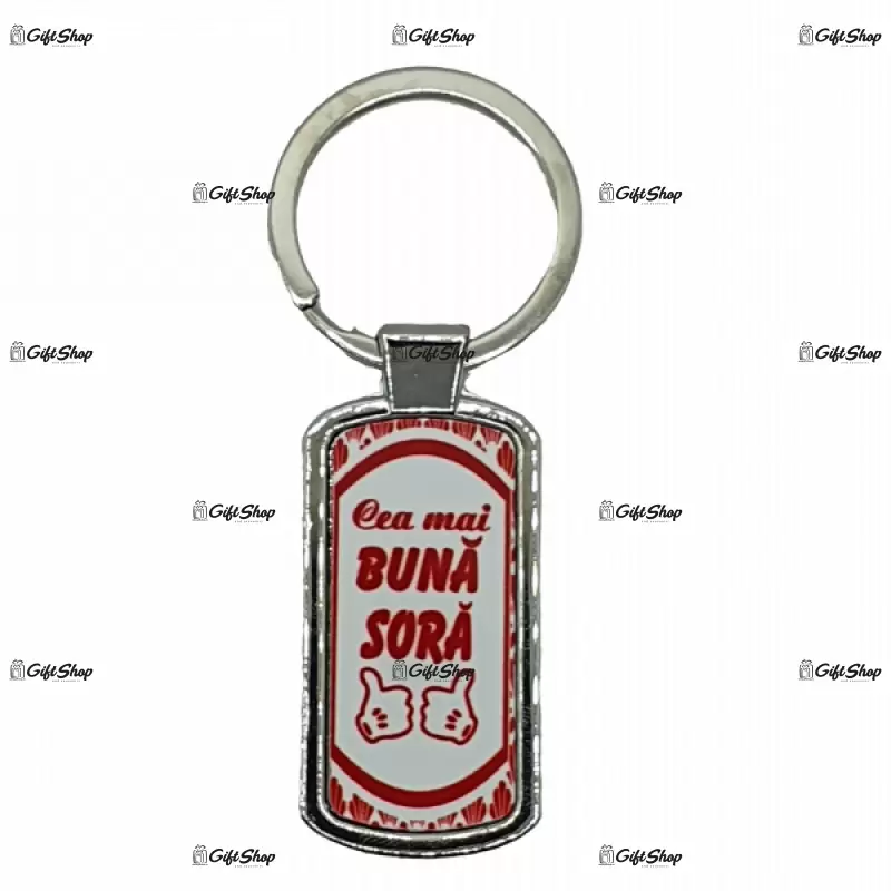 Cea mai buna sora, breloc din metal cu mesaj